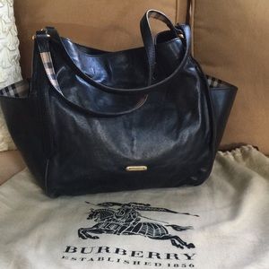 Black Leather Burberry Tote